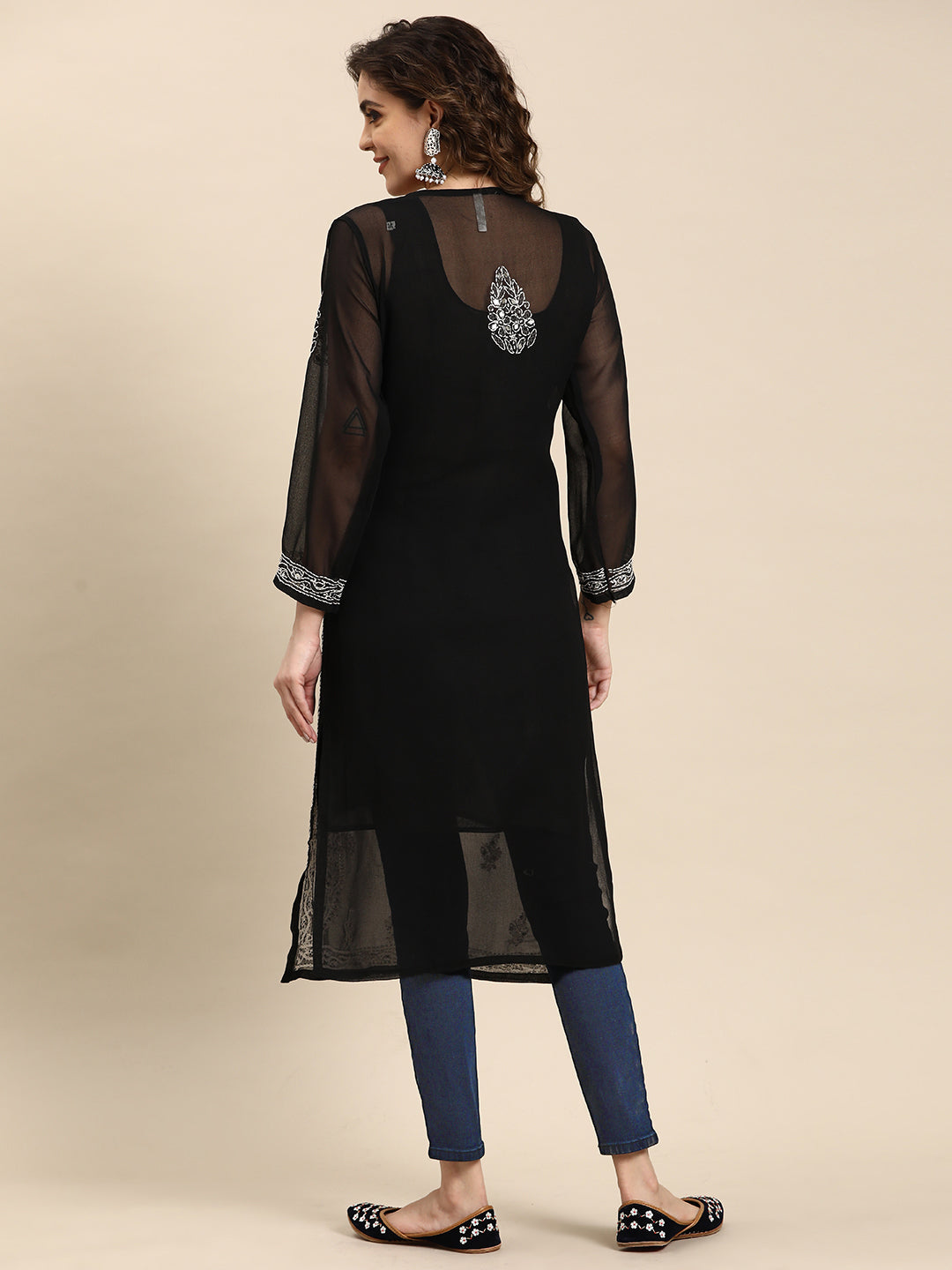 Buy Plus Size Black Paisely Kurti in Collar Neck Online | Amydus
